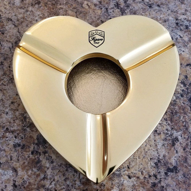 Gold Metal Heart Cigar Ashtray 6.75" x 6.5" x 1.5" - Figaro 1943
