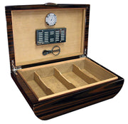 Ebony Lacquer Wood Grain Finish Cigar Humidor - Figaro 1943