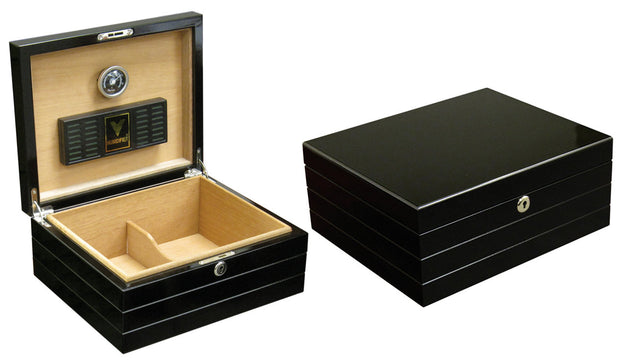 High Gloss Black Finish Cigar Humidor - Figaro 1943