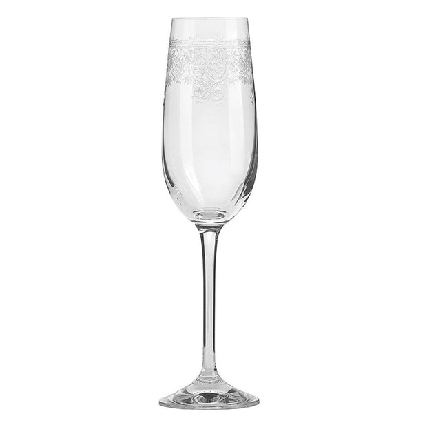 Etched Crystal Champagne Flutes Set Of 6 - Figaro 1943