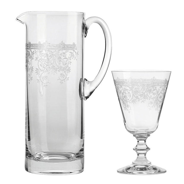 Etched Crystal Goblets and Pitcher Set - Figaro 1943